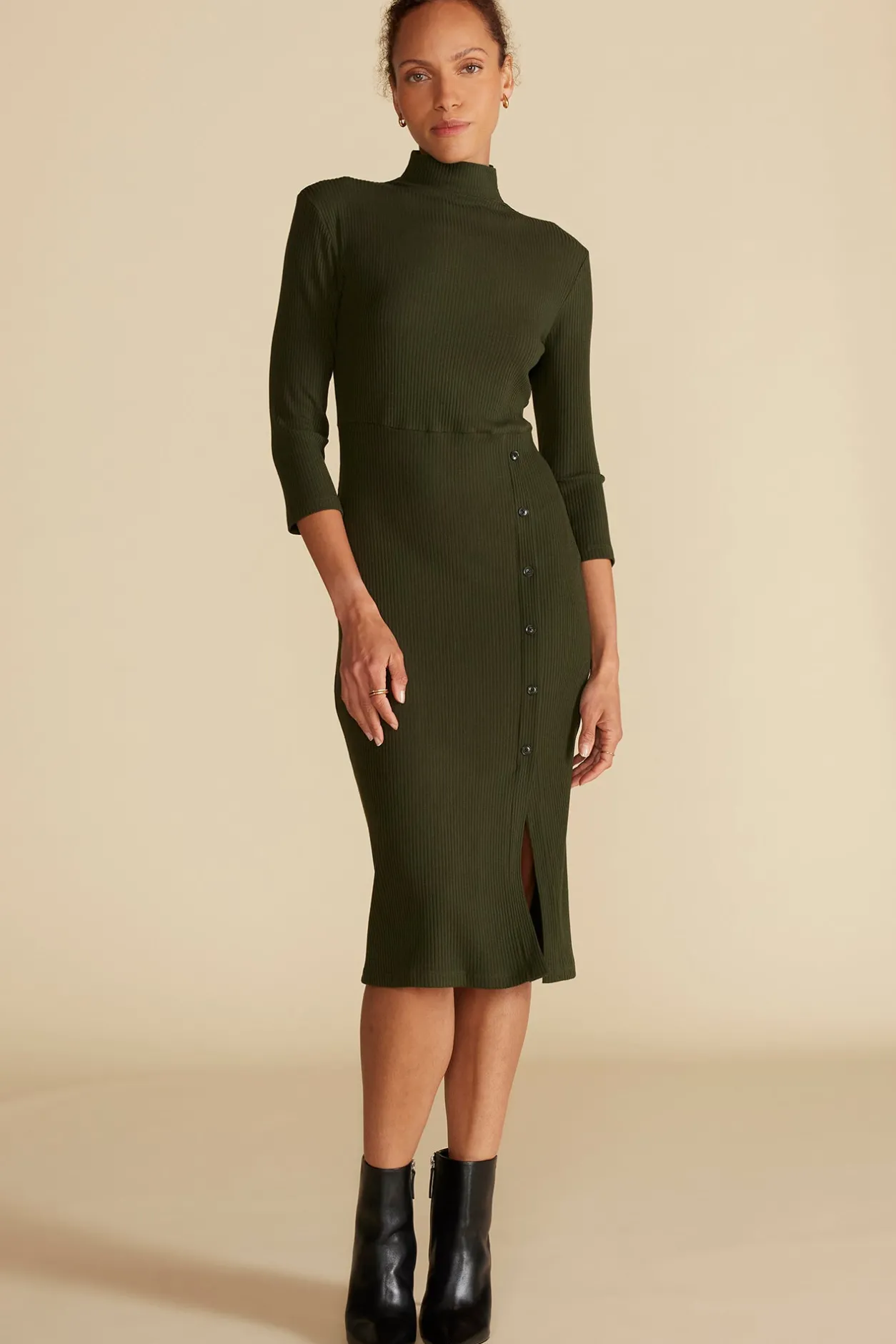 Amour Vert Dresses*Angeline Paris Rib Midi Dress