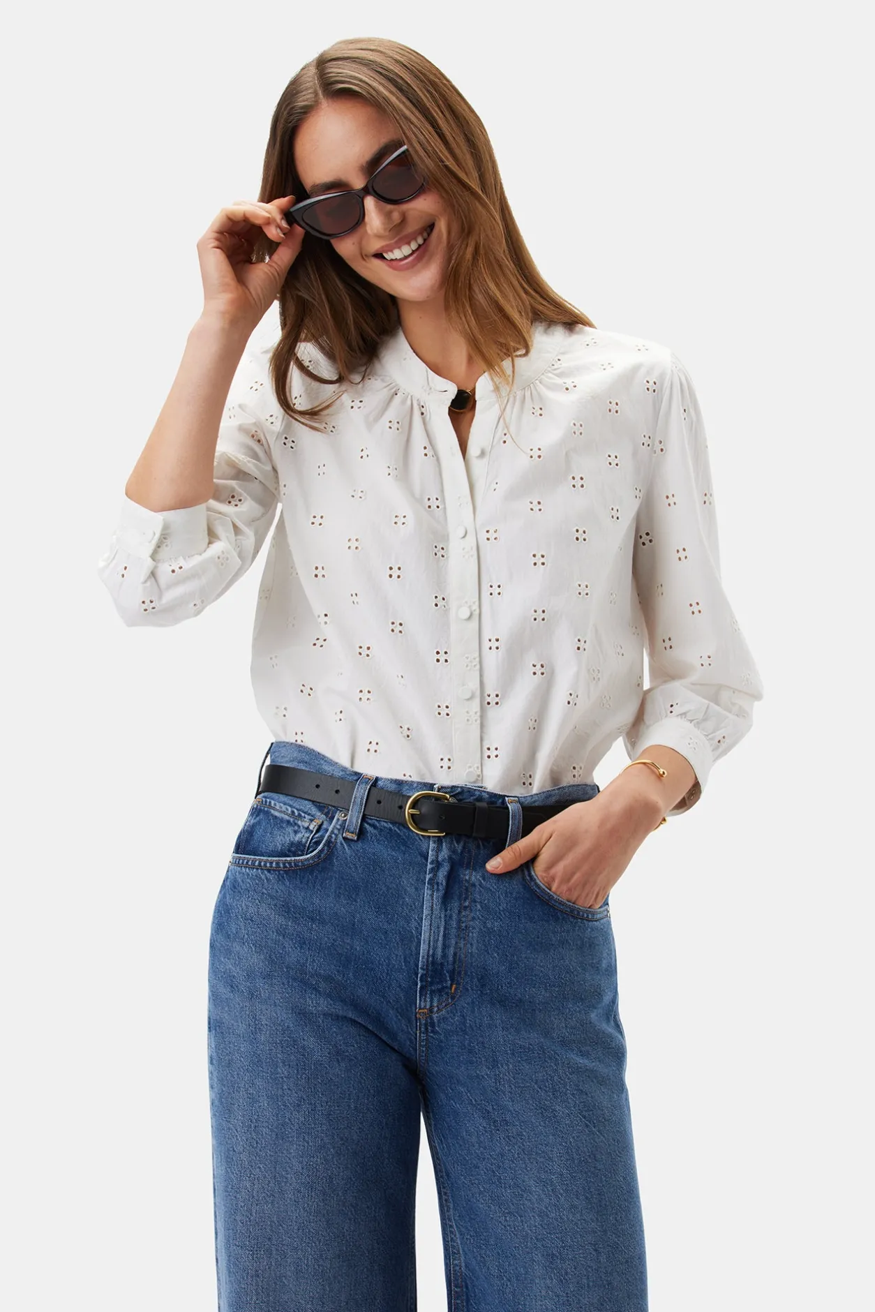 Amour Vert Tops | Clearance*Charlotte Organic Cotton Eyelet Blouse