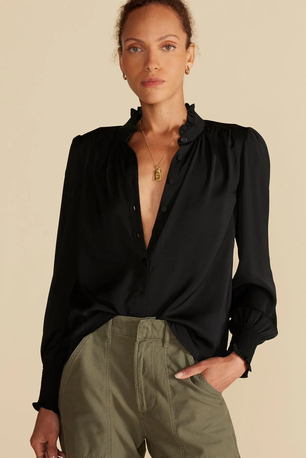 Amour Vert Blouses & Shirts | Tops*Charlotte Ruffled Recycled Sateen Blouse