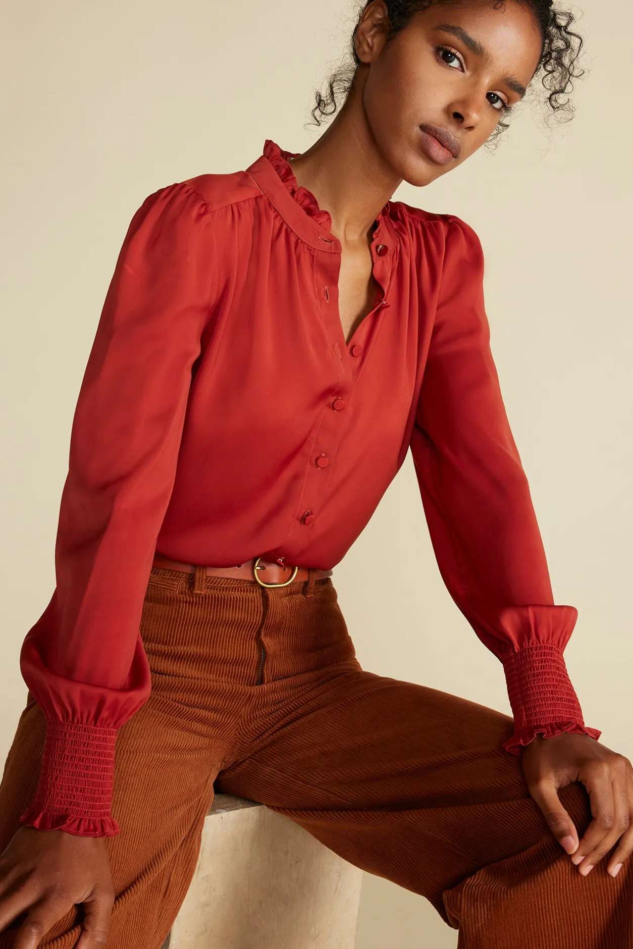 Amour Vert Blouses & Shirts | Tops*Charlotte Ruffled Recycled Sateen Blouse