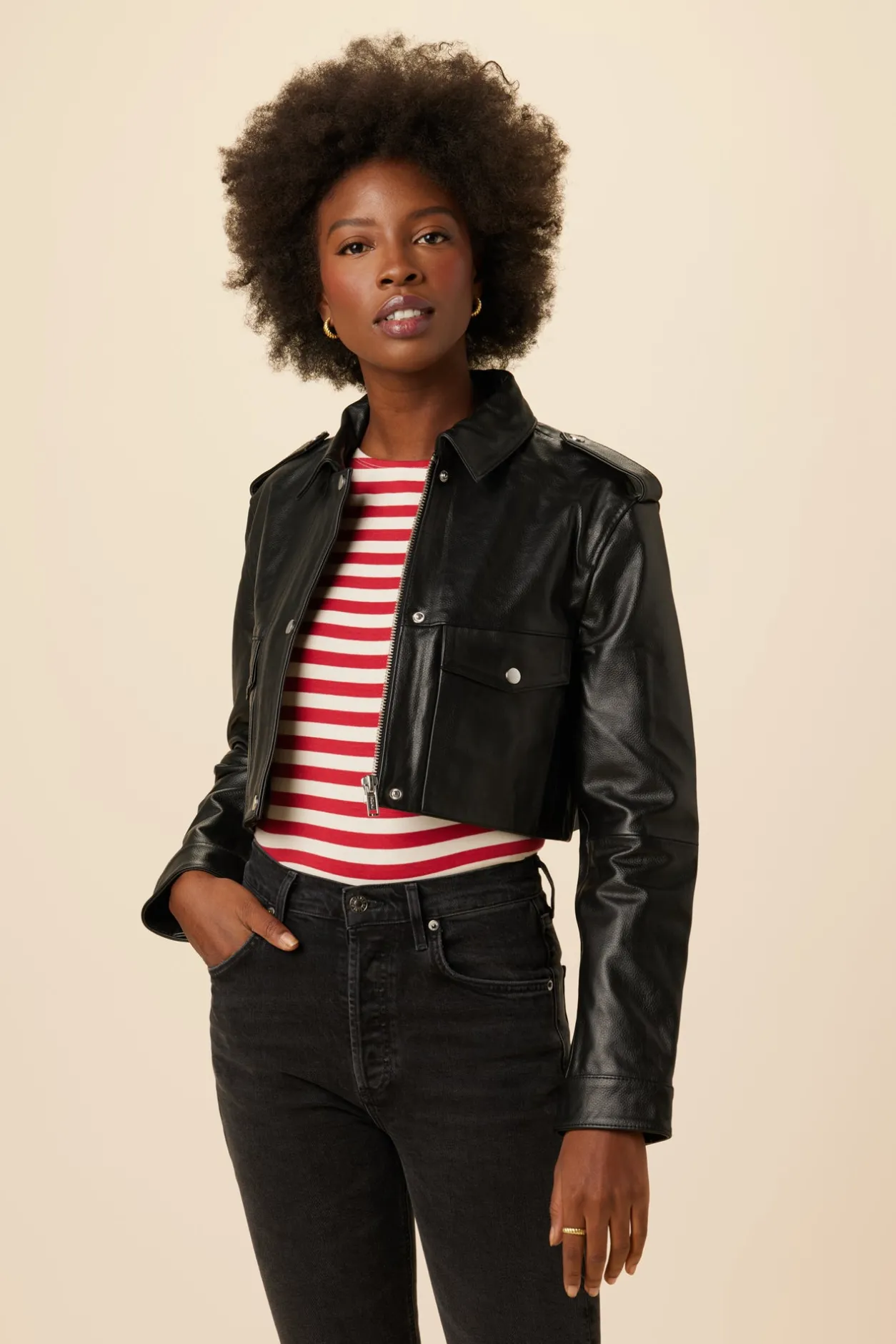 Amour Vert Clearance*Deadwood Bella Cropped Leather Jacket