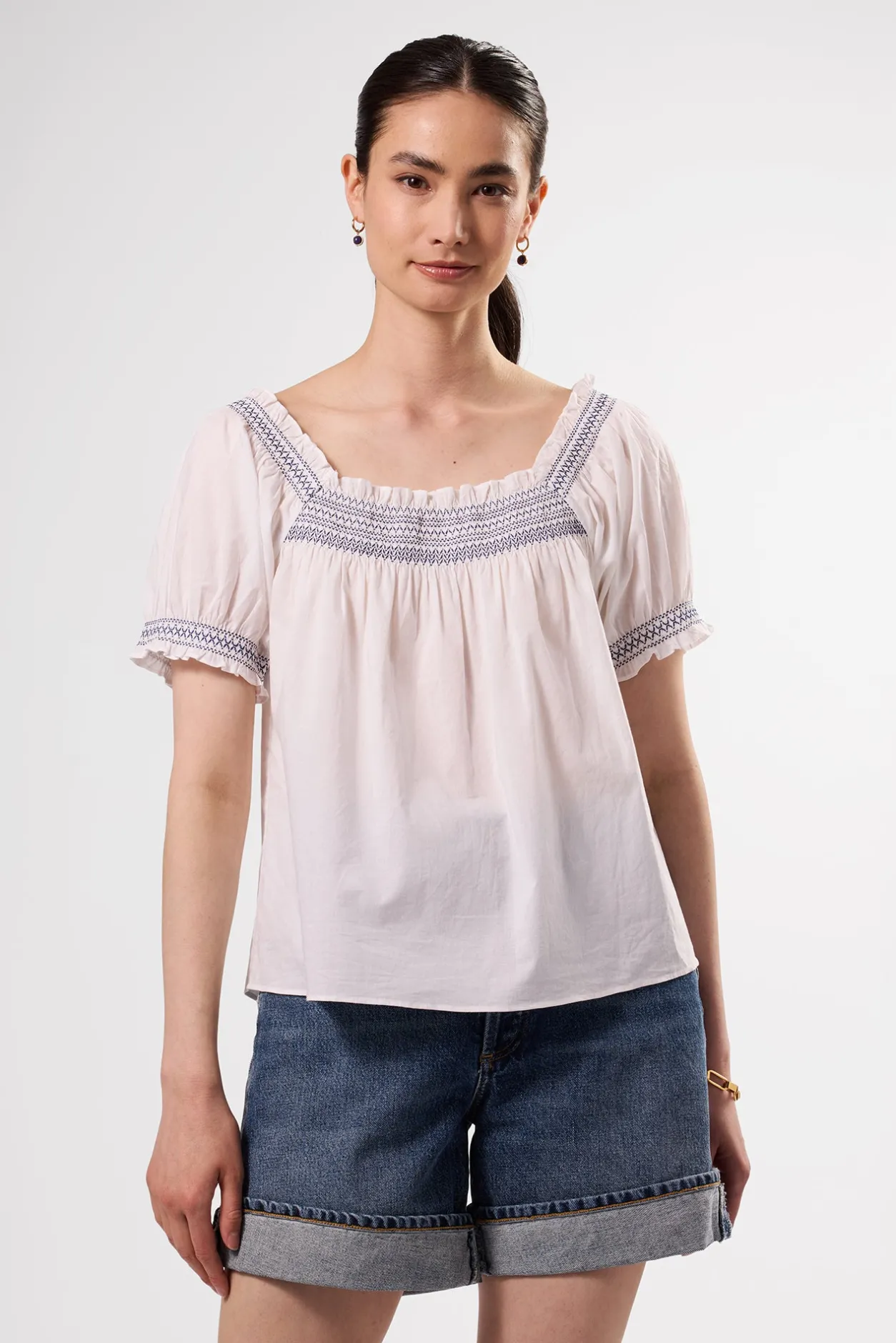 Amour Vert Tops | Clearance*Embroidered Smocked Top