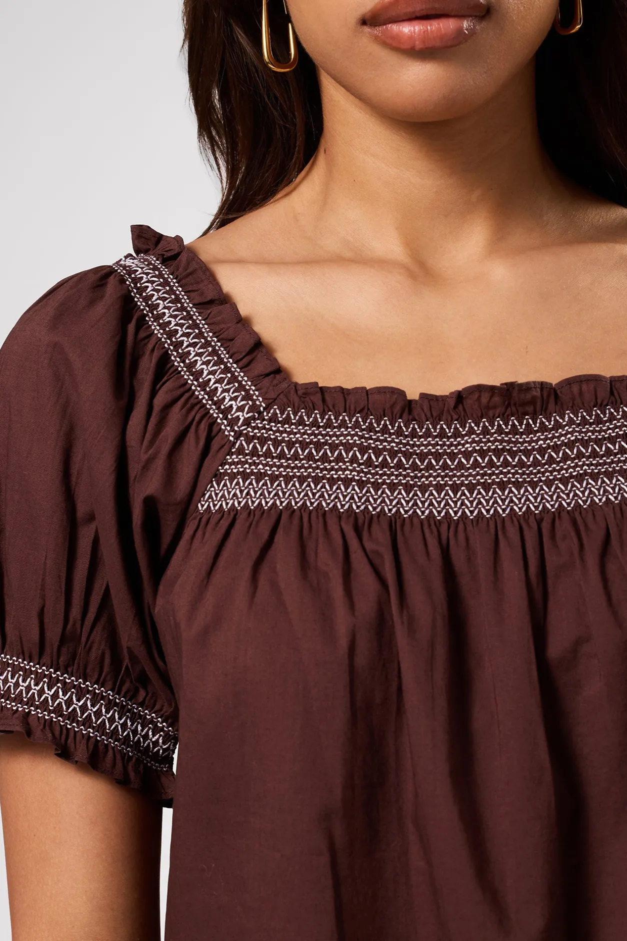 Amour Vert Tops | Clearance*Embroidered Smocked Top