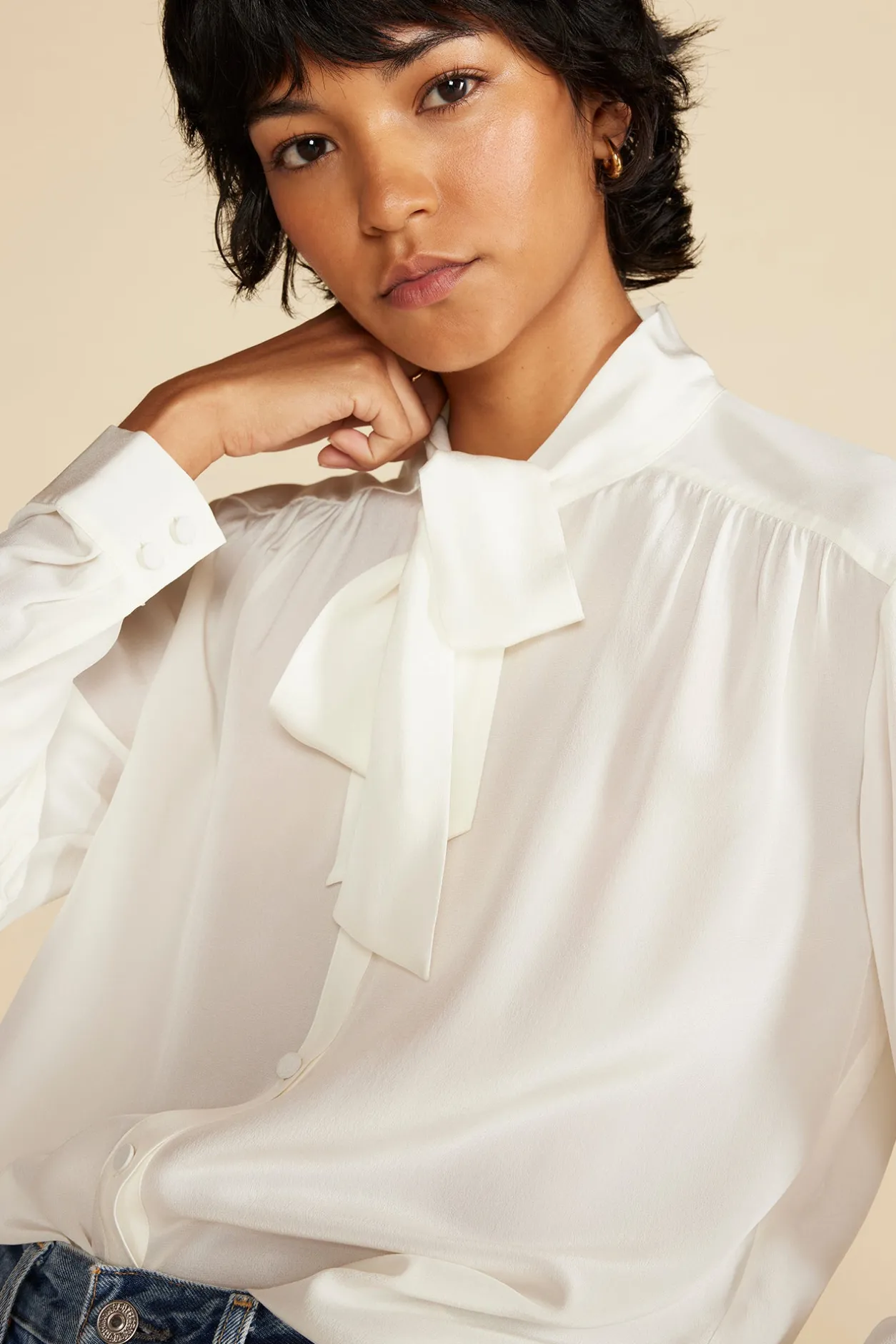 Amour Vert Blouses & Shirts | Tops*Milla Washable Silk Bow Blouse