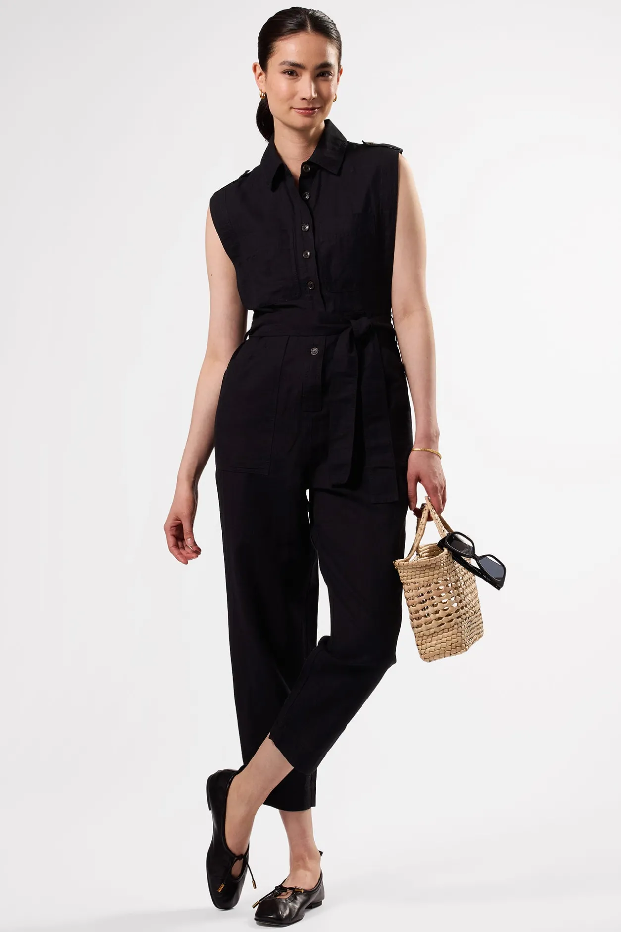 Amour Vert Jumpsuits | Clearance*Sienna Cotton Linen Jumpsuit