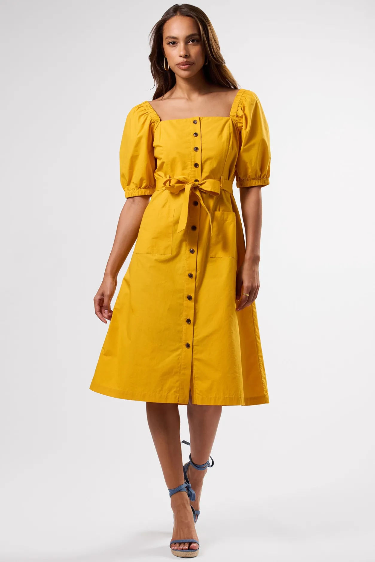 Amour Vert Dresses | Clearance*Square Neck Button Front Dress